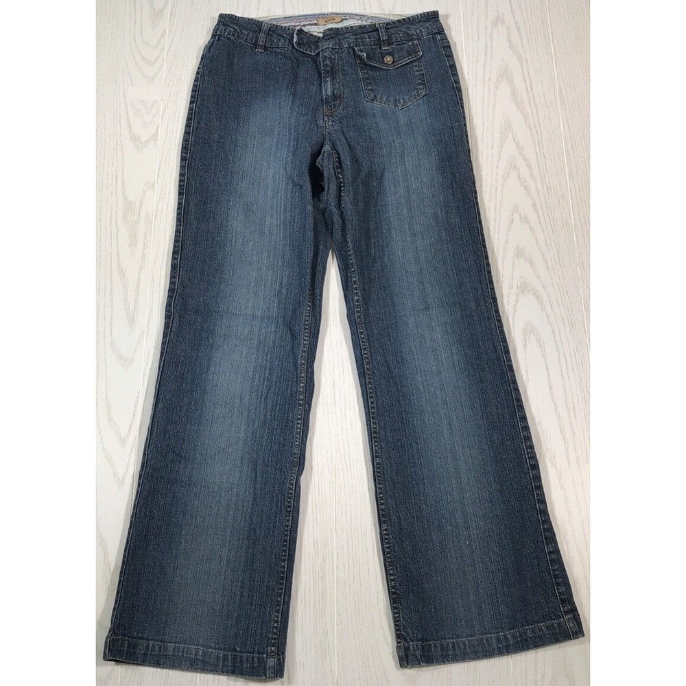 Vintage Ruff Hewn Jeans Women 10 Dark Blue Flare Cotton Blend Button Pockets Y2K